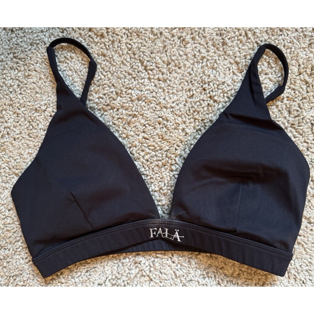 FALA Black Bralette Bra Wireless Adjustable Strap Polyester Spandex Size M